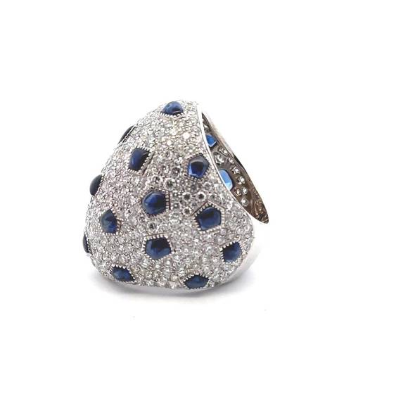 NEW AAMIAA lab gown diamond lucy ring with sapphire in 18k white gold - Picture 2 of 4